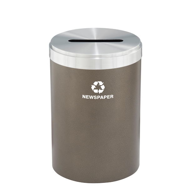 33 gal Round Recycling Bin, Bronze Vein/Satin Aluminum