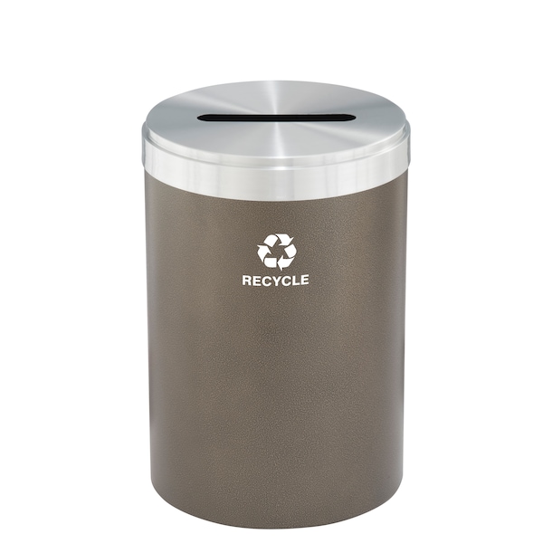 33 gal Round Recycling Bin, Bronze Vein/Satin Aluminum