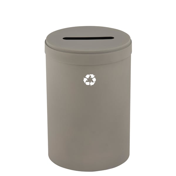33 gal Round Recycling Bin, Nickel