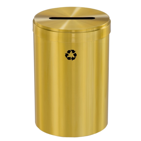 41 gal Round Recycling Bin, Satin Brass