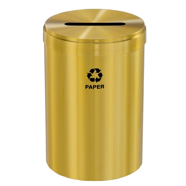 41 gal Round Recycling Bin, Satin Brass
