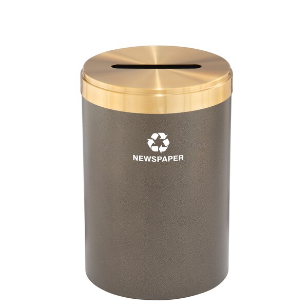 41 gal Round Recycling Bin, Bronze Vein/Satin Brass
