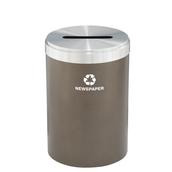 41 gal Round Recycling Bin, Bronze Vein/Satin Aluminum