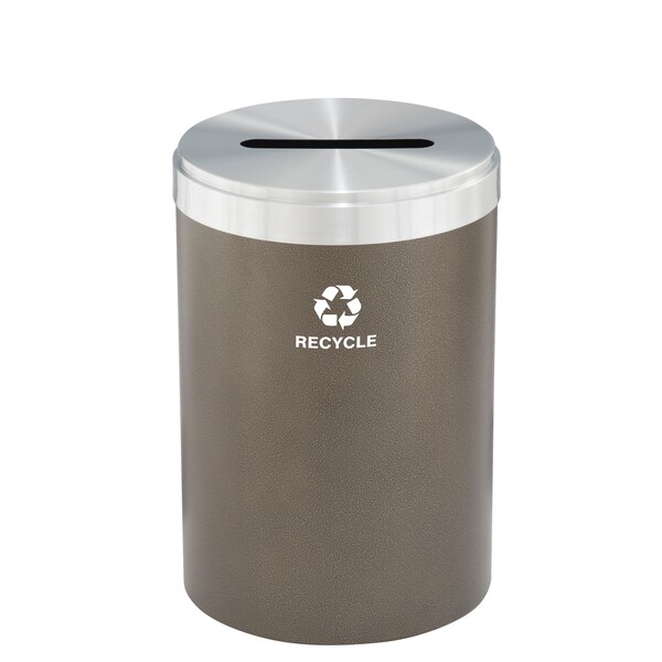 41 gal Round Recycling Bin, Bronze Vein/Satin Aluminum