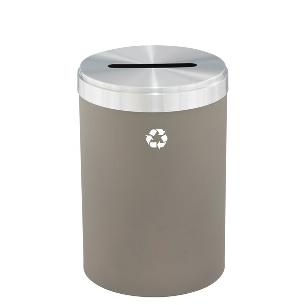 41 gal Round Recycling Bin, Nickel/Satin Aluminum