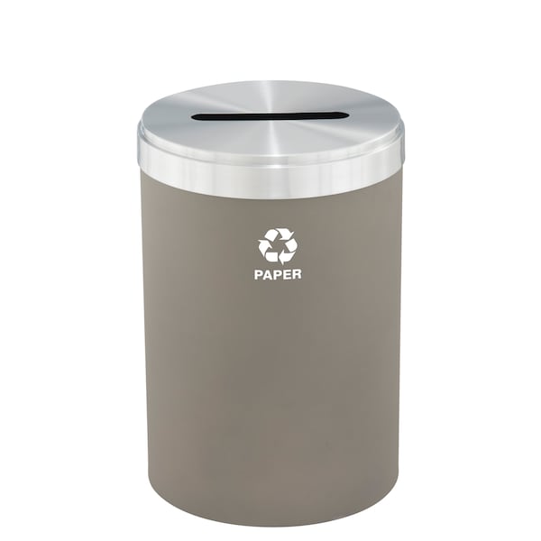 41 gal Round Recycling Bin, Nickel/Satin Aluminum
