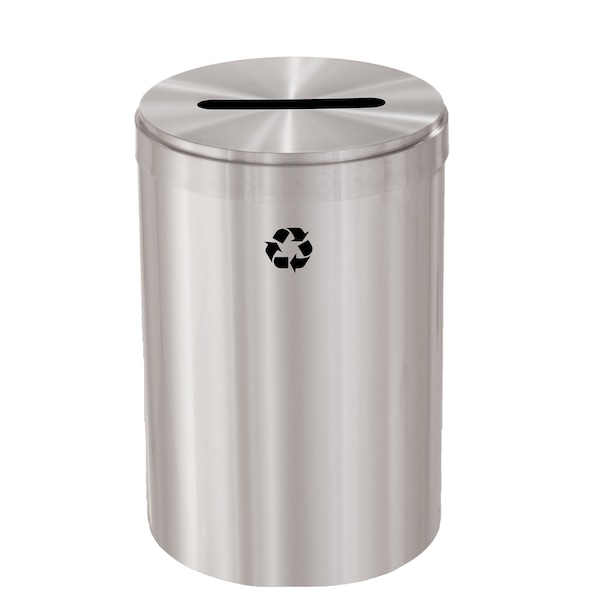 41 gal Round Recycling Bin, Satin Aluminum