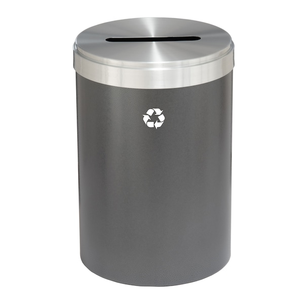 41 gal Round Recycling Bin, Silver Vein/Satin Aluminum