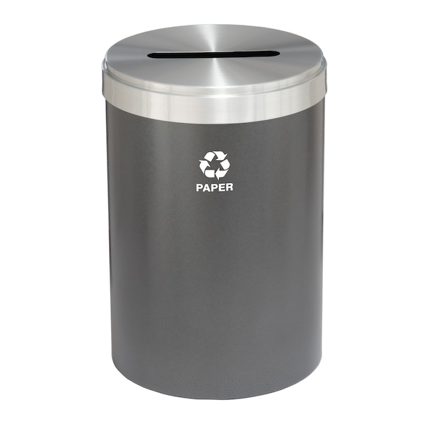 41 gal Round Recycling Bin, Silver Vein/Satin Aluminum