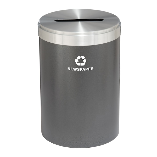 41 gal Round Recycling Bin, Silver Vein/Satin Aluminum