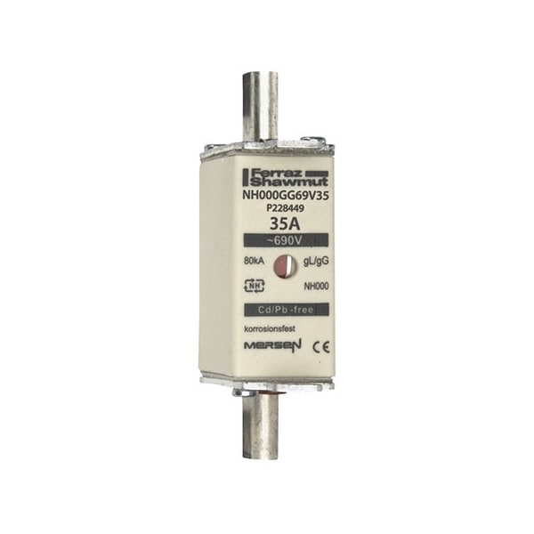 Fuse Link, P22 Series, 35A, Time-Delay, 690V AC, Square