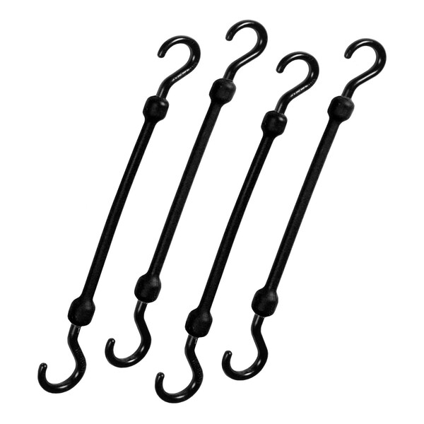 12 in Heavy Duty Poly Cord, Nylon Hooks, Black, 4-Count