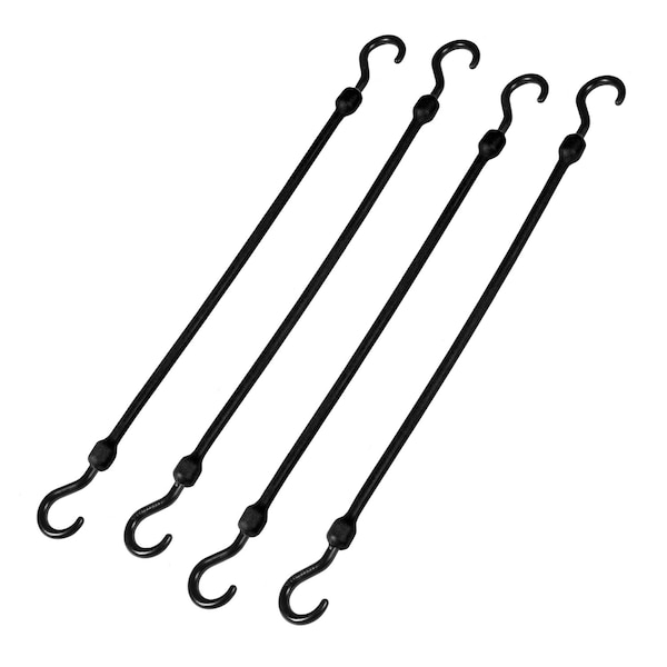 18 in Heavy Duty Poly Cord, Nylon Hooks, Black, 4-Count
