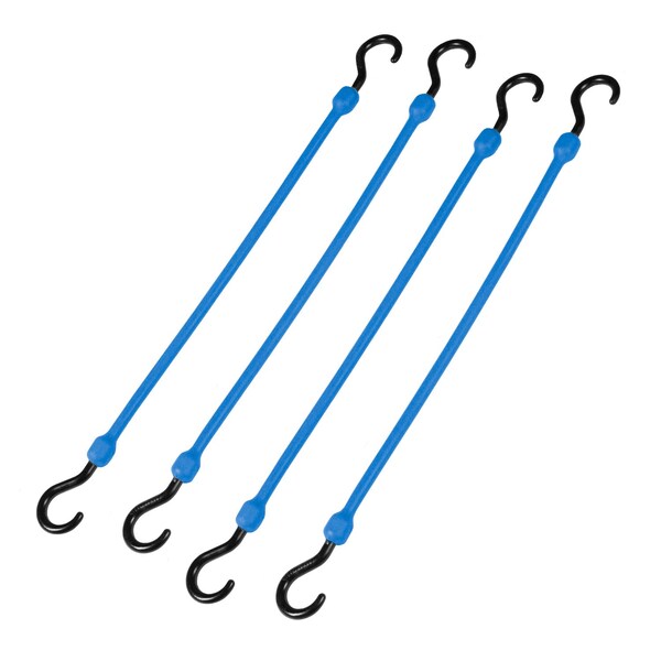 18 in  Heavy Duty Poly Cord, Nylon Hooks, Blue, 4-Count