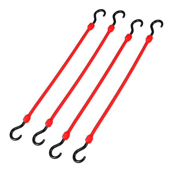 18 in Heavy Duty Poly Cord, Nylon Hooks, Red, 4-Count