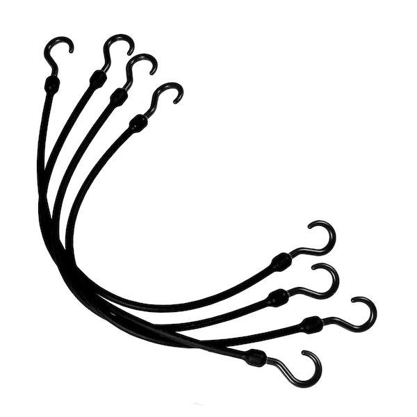 24 in Heavy Duty Poly Cord, Nylon Hooks, Black, 4-Count