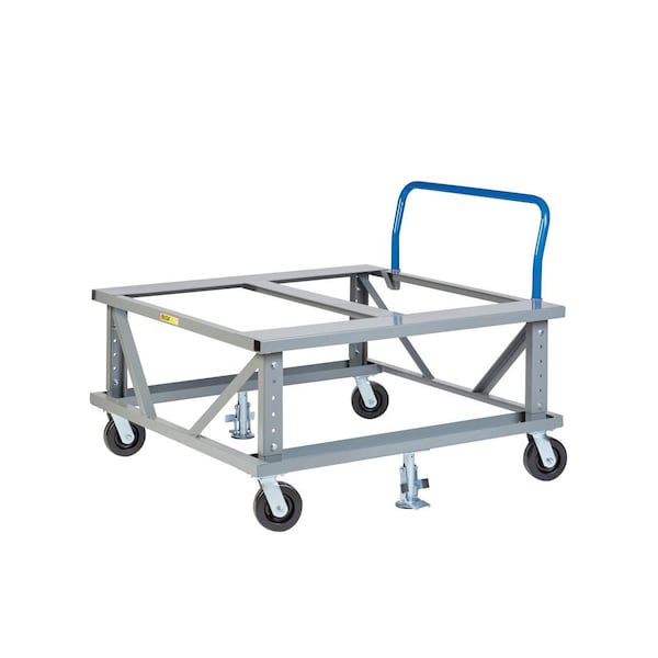 Adj. Height Mobile Pallet Stand, 40x48, Handle, Load Retainers