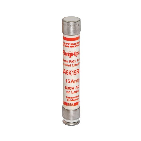UL Class Fuse, RK1 Class, A6K-R Series, Fast-Acting, 15A, 600V AC
