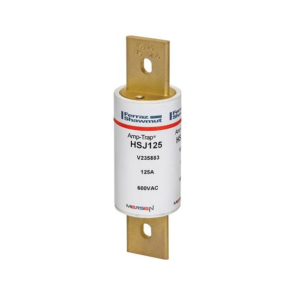 UL Class Fuse, J Class, HSJ Series, Very Fast-Acting, 125A, 600V AC, Non-Indicating