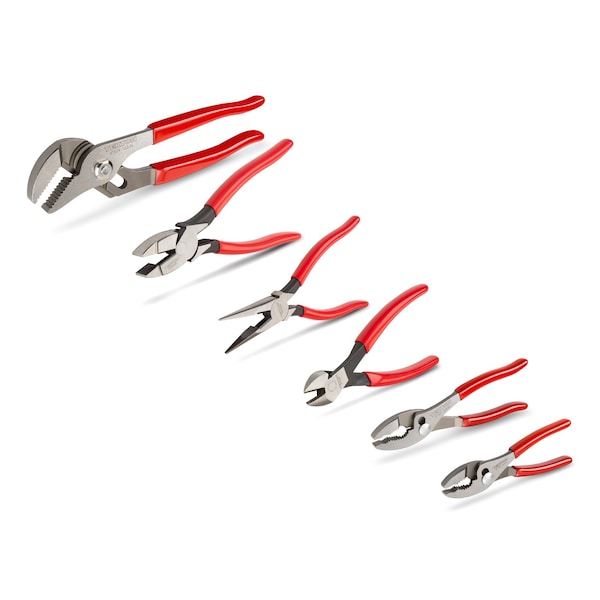 Pliers Set, 6-Piece (Groove Joint, Slip Joint, Long Nose, Diagonal Cutting, Lineman's)