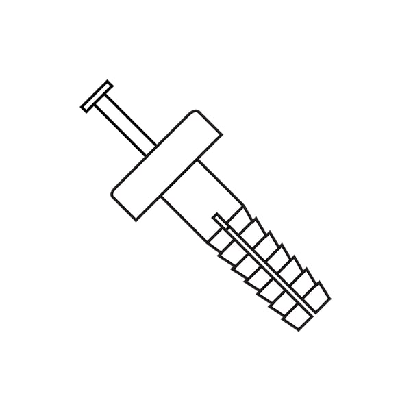 Nail Drive Anchor, 10" Dia., 3/4" L, Nylon White, 1000 PK