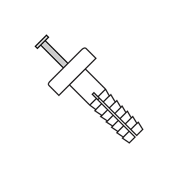 Nail Drive Anchor, 1/4" Dia., 1-1/2" L, Nylon White, 1000 PK