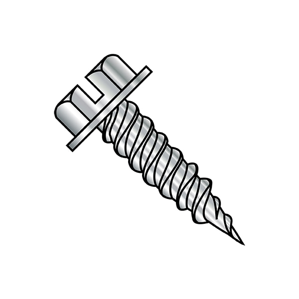 Self-Drilling Screw, #8-15 x 3/4 in, Plain 18-8 Stainless Steel Flange Hex Head External Hex Drive