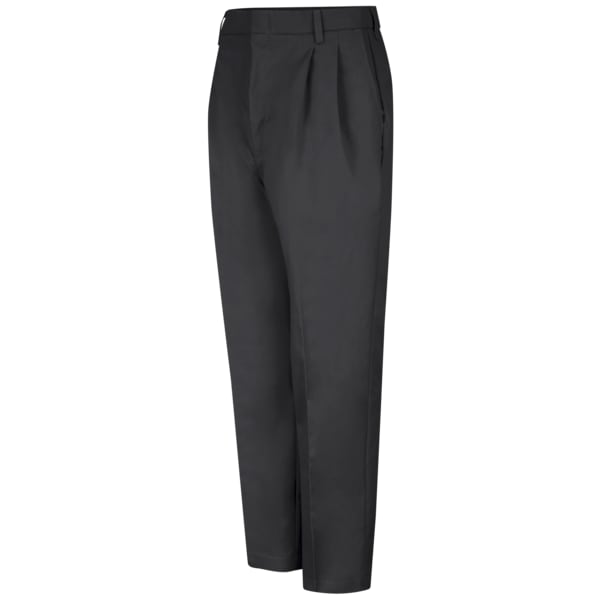 Men's Men's Pleated Twill Pant, 28 in, Black, 64% Polyester/35% Cotton