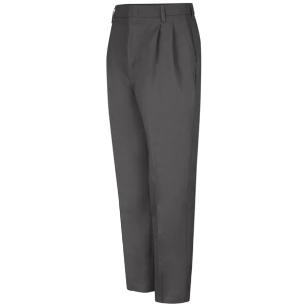 Men's Men's Pleated Twill Pant, 28 in, Charcoal, 64% Polyester/35% Cotton