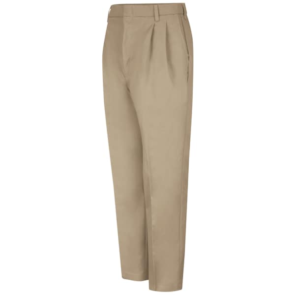 Men's Men's Pleated Twill Pant, 28 in, Khaki, 64% Polyester/35% Cotton