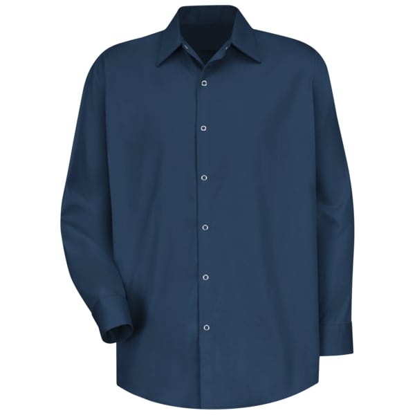 Men's Long Sleeve Dress Shirt, Cotton, Snap, 0 Pocket(s), Navy, 3XL