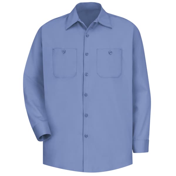 Men's Long Sleeve Work Shirt, Cotton, Button Fronts, 2 Pocket(s), Light Blue, M