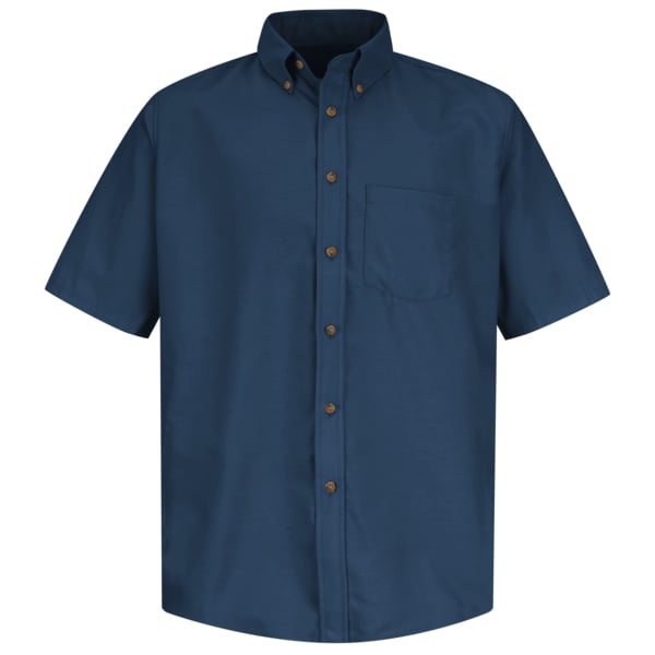 Men's Mns Ss Button Down Poplin Shirt, Nv, M, Cotton/Polyester, Button Fronts, 1 Pocket(s), Navy, M