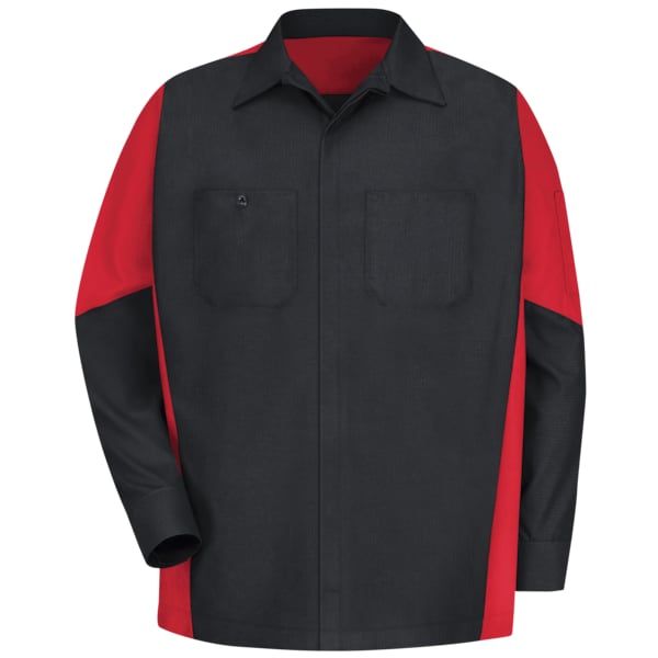 U Ls 65/35 Crew Shirt - Blk/Red, L
