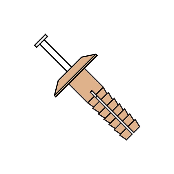 Nail Drive Anchor, 1/4" Dia., 3/4" L, Nylon 1000 PK