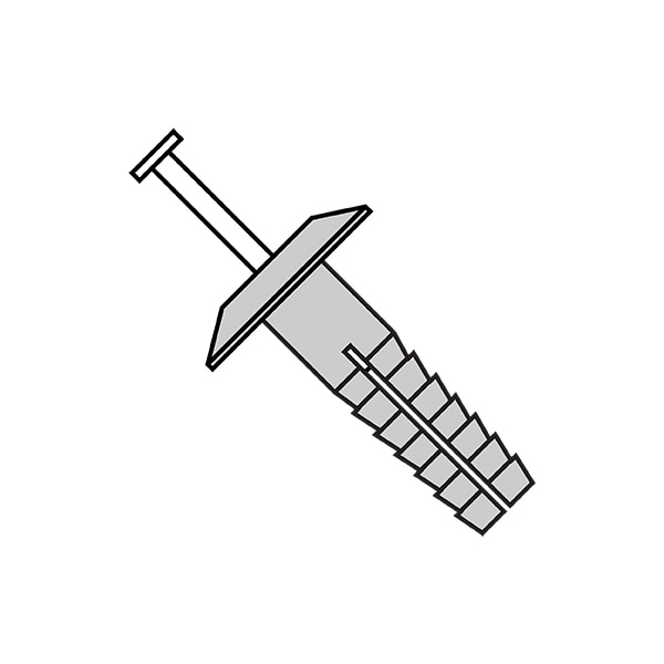 Nail Drive Anchor, 1/4" Dia., 3/4" L, Nylon Grey, 1000 PK