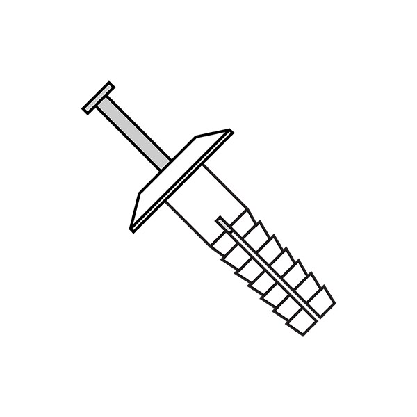 Nail Drive Anchor, 1/4" Dia., 3/4" L, Nylon White, 1000 PK