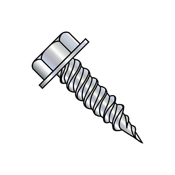 Self-Drilling Screw, 1/4"-10 x 3/4 in, Zinc Plated Steel Flange Hex Head External Hex Drive