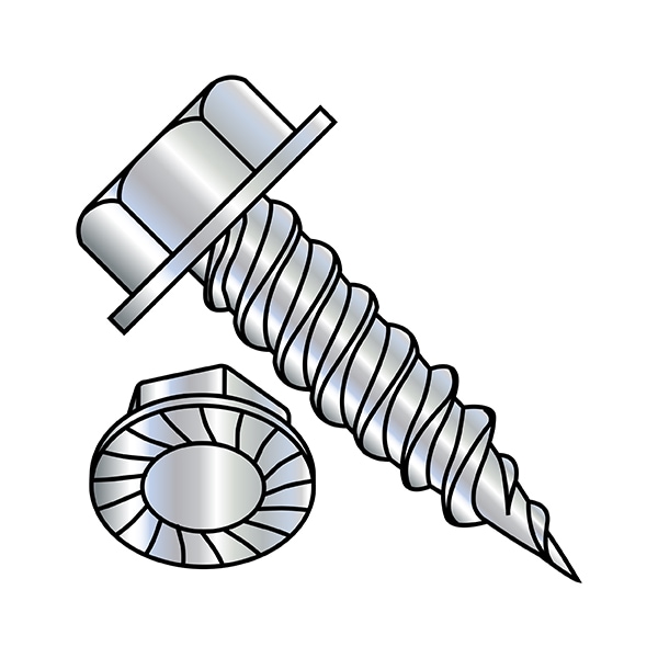 Self-Drilling Screw, #8-15 x 3/4 in, Zinc Plated Steel Flange Hex Head External Hex Drive, 9000 PK
