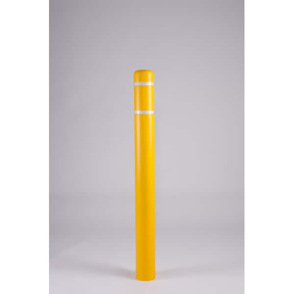 Post Sleeve, 4.5" Dia, 52" H, Yellow/Whi