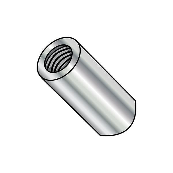 Round Standoffs, #8-32 Thrd Sz, 5/8 in Bd L, Brass Nickel Plated, 1/4 in OD, 500 PK