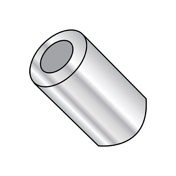 Round Spacers, 6X1 #5/16 ROUND S, PK1000, #6 Screw Size, Aluminum, 1 in Overall Lg, 1000 PK