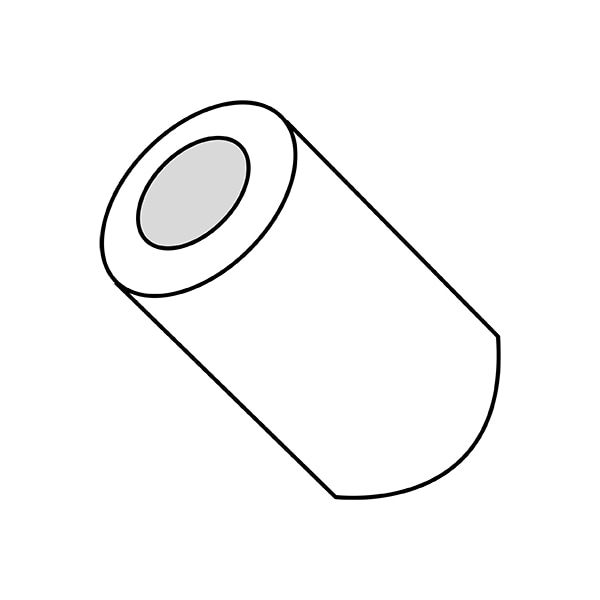 Round Spacers, 8X3/4 #1/4 ROUND , PK1000, #8 Screw Size, Nylon, 3/4 in Overall Lg, 1000 PK