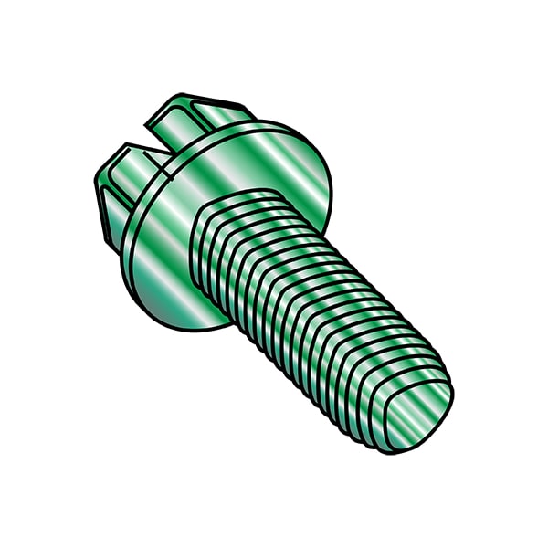 Thread Cutting Screw, #8-32 x 3/8 in, Wax Steel Flange Hex Head Slotted Drive, 10000 PK