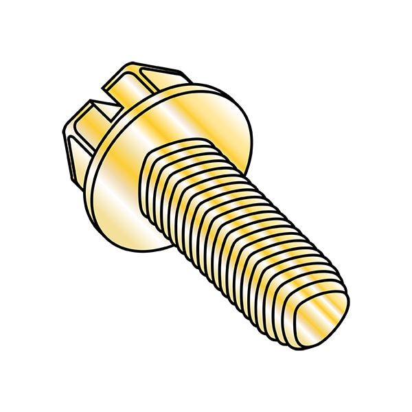 Thread Cutting Screw, #12-24 x 1/2 in, Wax Steel Flange Hex Head Slotted Drive, 5000 PK