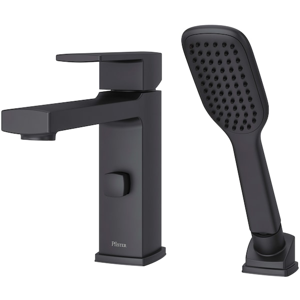 Single Handle Deckard Single Control 2 Hole Roman Tub, Matte Black 2 Hole