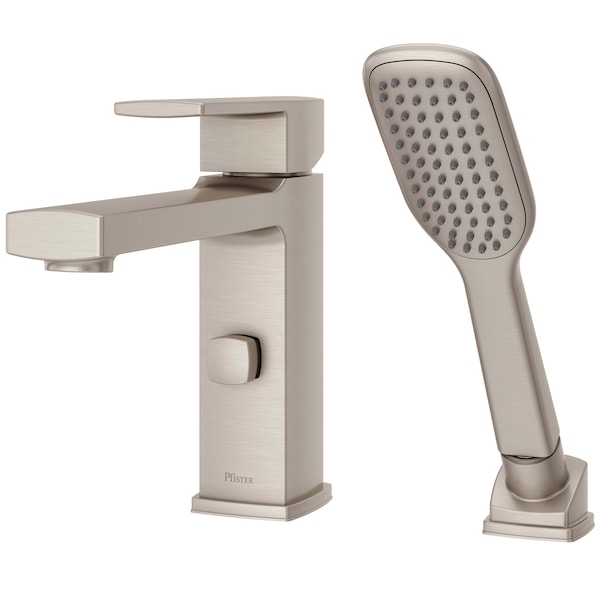 Single Handle Deckard Single Control 2 Hole Roman Tub, Brushed Nickel 2 Hole