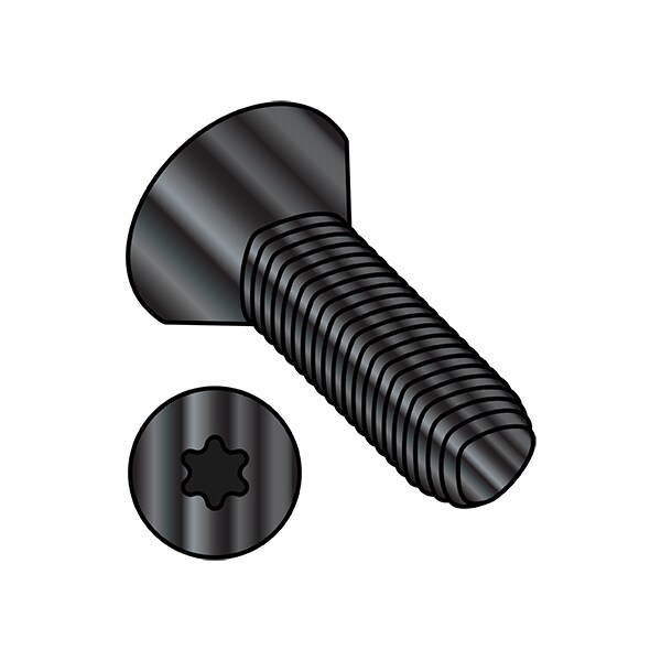 Thread Cutting Screw, #4-40 x 5/16 in, Black Steel Flat Head Torx Drive, 10000 PK
