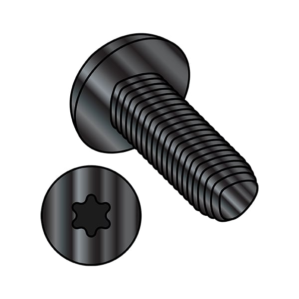 Thread Cutting Screw, 1/4"-20 x 5/8 in, Black Zinc Plated Steel Pan Head Torx Drive, 4000 PK