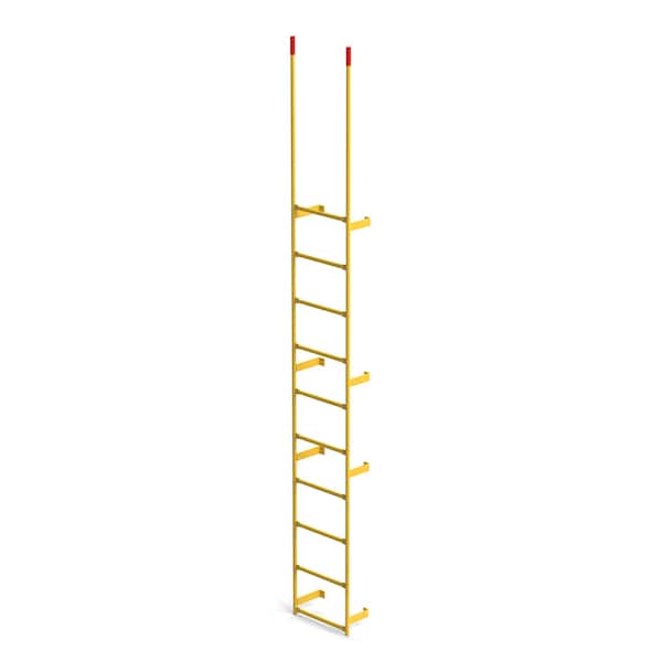 Walk Through Dock Ladder, Wall Mount, 10 Rungs, 9'2" Top Rung Height, Yellow